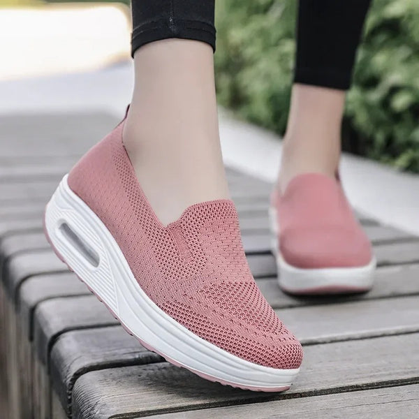 Zapatillas De tenis ortopédicas para Mujer, zapatos vulcanizados De malla transpirable con plataforma, sin cordones. Suaves y mejoran el estado del pie.