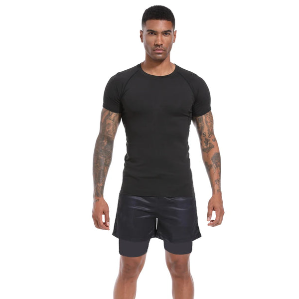 Camisetas de compresión para hombre,  manga corta para gimnasio, entrenamiento, Fitness, correr, ropa deportiva de verano