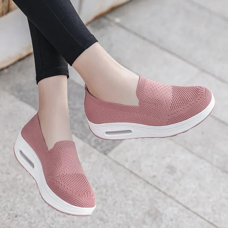 Zapatillas De tenis ortopédicas para Mujer, zapatos vulcanizados De malla transpirable con plataforma, sin cordones. Suaves y mejoran el estado del pie.